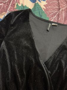 H&amp;M black Velvet Sparkle Playsuit
