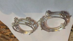Elegant Silver Bangles with Bells