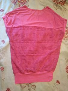Pink Off-shoulder Printed Tee