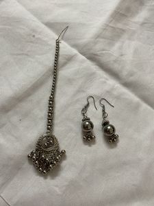 Silver Maang Tikka & Earring Set