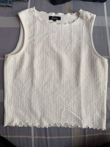White Textured Sleeveless Top