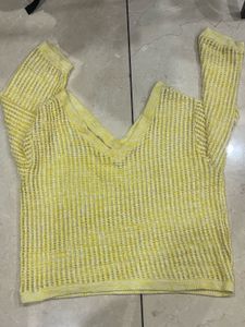 Yellow V-Neck Knit Top