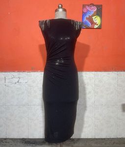 Sparkling Black Sheath Dress