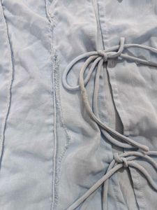 Light Blue Lace-Up Detail Top