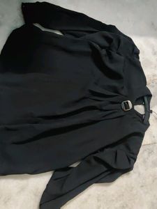 Black Top With Ruffle Sleeves