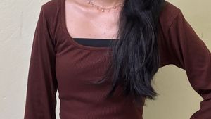 Brown Ribbed Crop Top