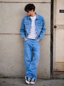 💯 Vintage Blue Denim Jeans | Wide Leg Baggy Fit