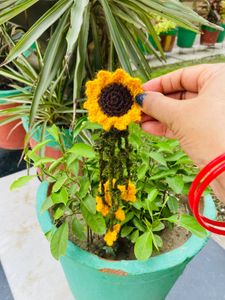 Handmade Crochet Sunflower Hair Clip