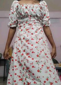 Cute Floral Print Midi Dress