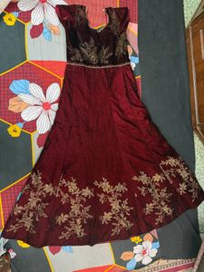 Elegant Maroon Embroidered Gown