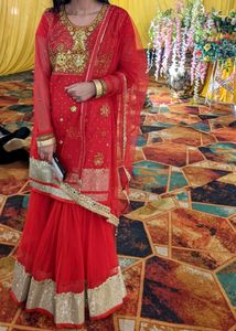 Red Sharara Bridal Garara Wear For Women
