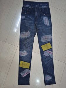 Hand-Painted Patch Jeggings.