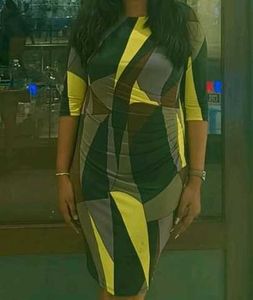 Abstract Print Bodycon Dress