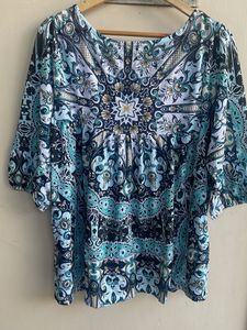 Bohemian Print Tie-Neck Top
