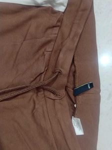 Brown &amp; White Striped Athletic Pants