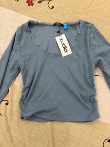 Cute Blue Long Sleeve Top