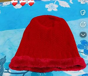 Red Knitted Beanie Hat