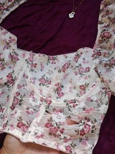 floral heart neck top