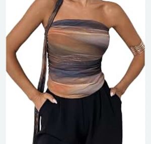 Sheer Ruched One-Shoulder Top