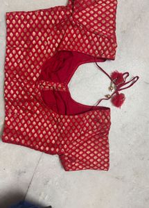 Red &amp; Gold Brocade Blouse