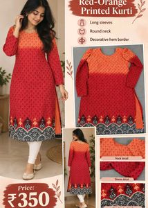 Red-Orange Printed Kurti