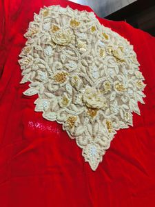 Red Dress with Embellished Collar