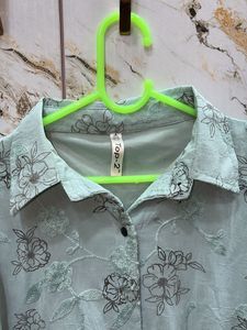 Chic Floral Embroidered Tie-Front Blouse