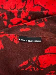 Vibrant Red &amp; Black Abstract Print Top
