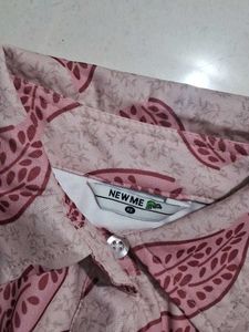 Cute Pink Floral Button-Up Shirt