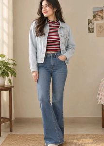 Classic Blue Denim Flare Jeans