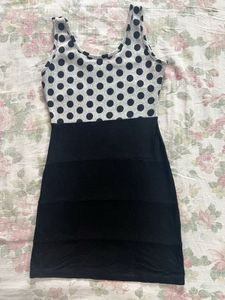 Polka Dot &amp; Black Bodycon Dress