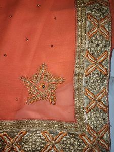 Orange Embroidered Saree