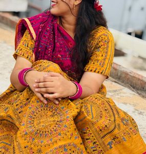 Vibrant Hand-Printed Saree