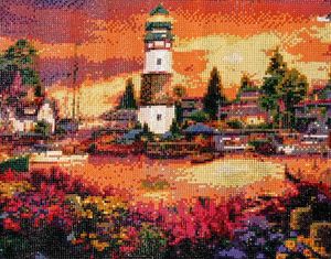 Diamond Painting: Lighthouse Sunset (Completed)