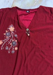 Maroon  embellished Women top
