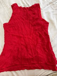 Women's Red Layered Sleeveless Top