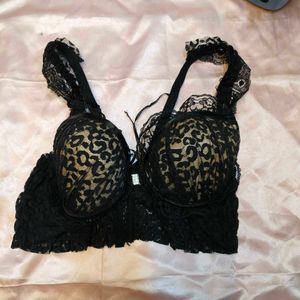 Lace Leopard Print Bra