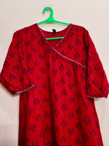 Elegant Red Printed Anarkali Kurta