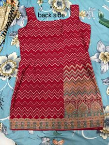 Red Chevron Print Kurta