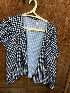 Houndstooth Open Front Kimono Cardigan