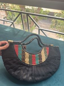 Elegant Black Embellished Clutch Bag