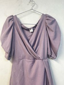 Elegant Puff Sleeve Wrap Dress
