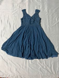 Blue Fit and Flare Midi Dress