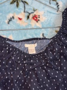 H&amp;M - New Off Shoulder Navy Top with White Prints