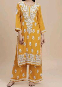 yellow chickenkari plazzo pant