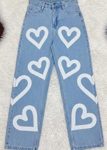 Heart Pattern Denim Jeans