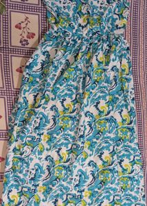 Blue &amp; White Printed Midi Dress Adjustable Straps