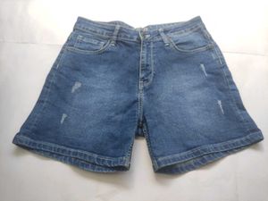 Blue Denim Ripped Shorts