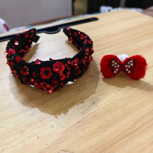 Combo Of Hairband And Bow Clip