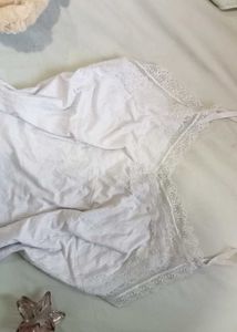 White Lace Trimmed Slip Dress